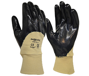 MAXISAFE GLOVES BLUE KNIGHT 3/4 COAT NITRILE MED 